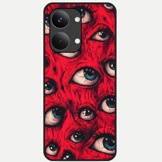  Crimson Watch Eyes Glass Case For Poco X8 Pro Max back cover – full design glossy printed glass finish