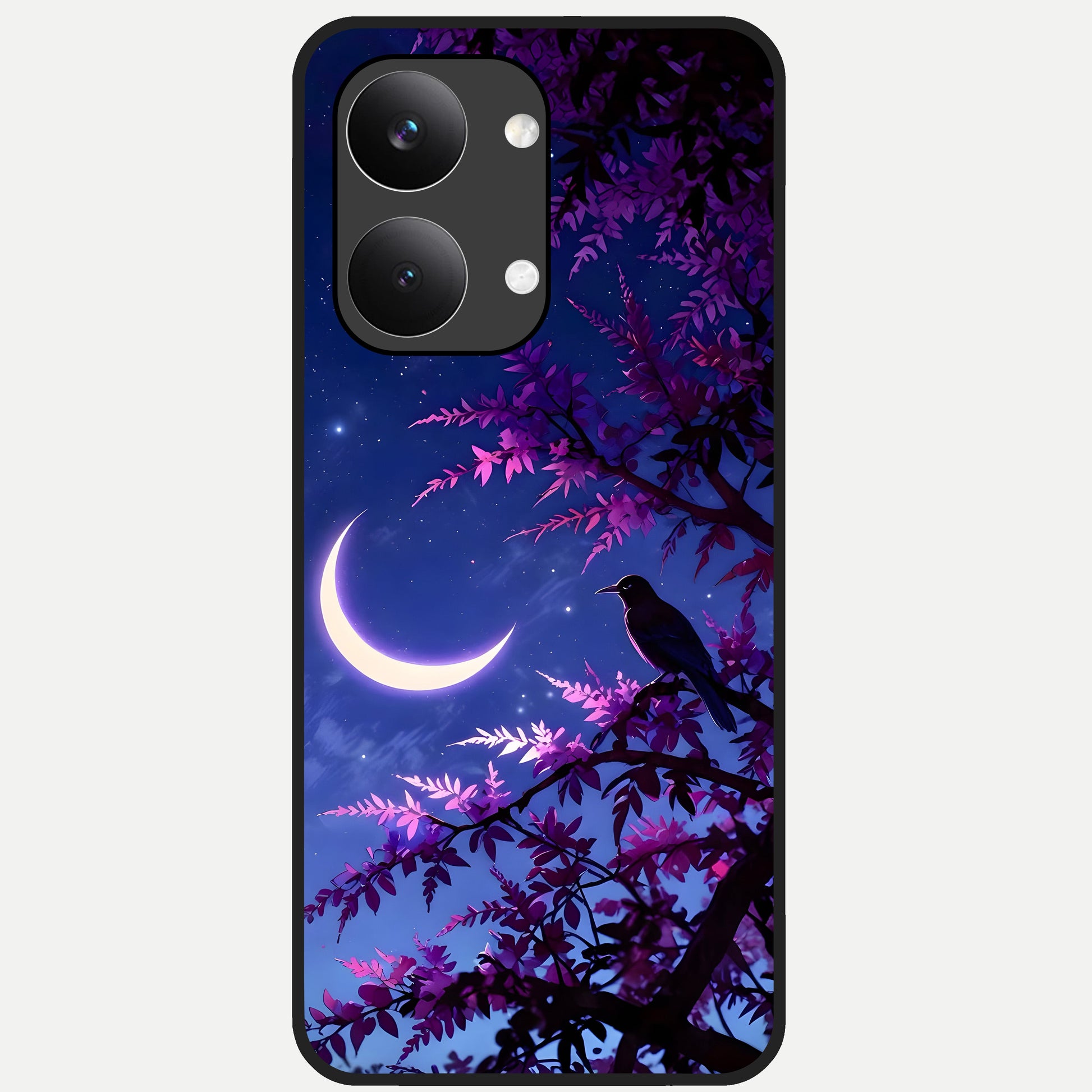  Crow And Moon Scenery Glass Case For Poco X8 Pro Max back cover – full design glossy printed glass finish