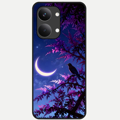  Crow And Moon Scenery Glass Case For Poco X8 Pro Max back cover – full design glossy printed glass finish