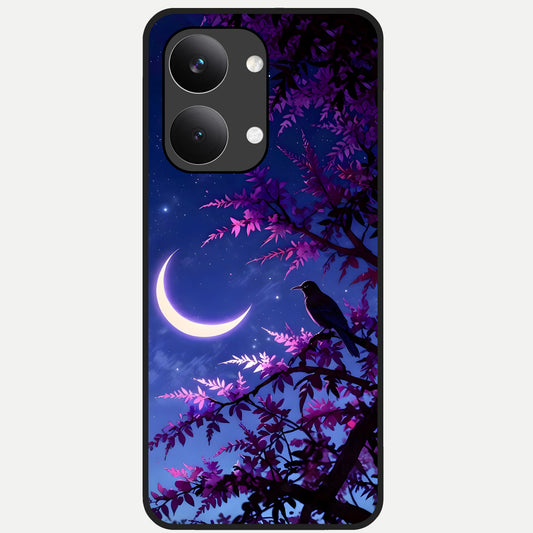  Crow And Moon Scenery Glass Case For Poco X8 Pro Max back cover – full design glossy printed glass finish