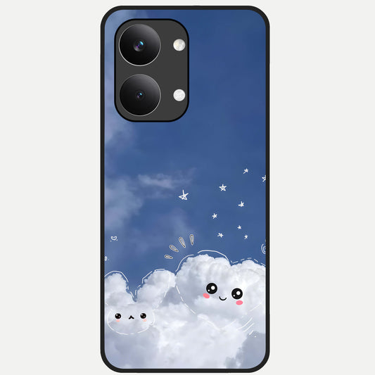  Cute Blossom Cloud Glass Case For Poco X8 Pro Max back cover – full design glossy printed glass finish