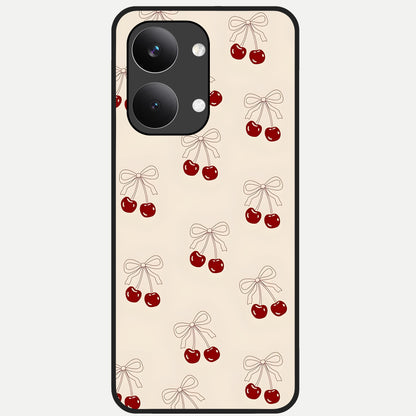 Cute Cherry Pattern Glass Case For Poco X8 Pro Max back cover – full design glossy printed glass finish
