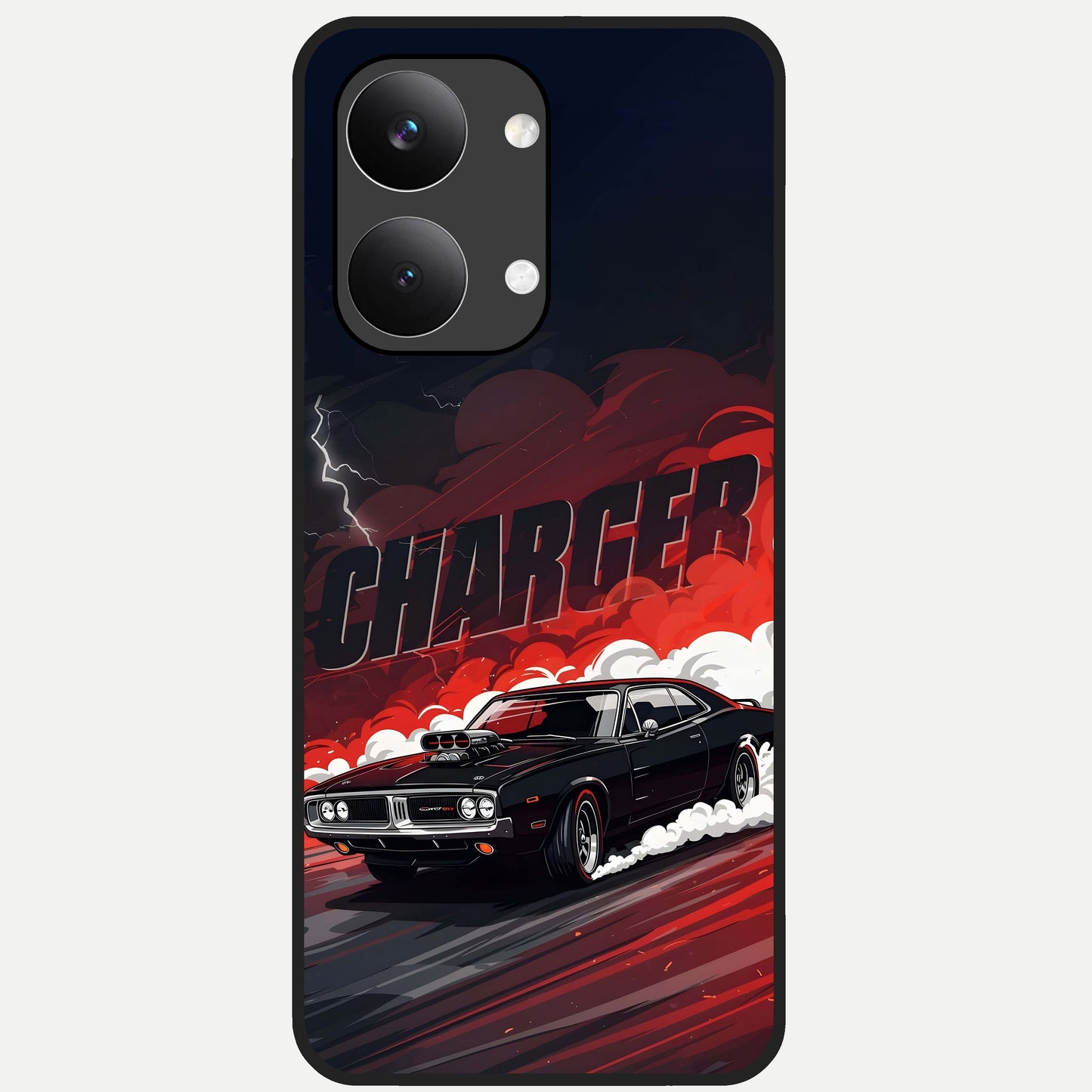  Dark Charger Fury Glass Case For Poco X8 Pro Max back cover – full design glossy printed glass finish