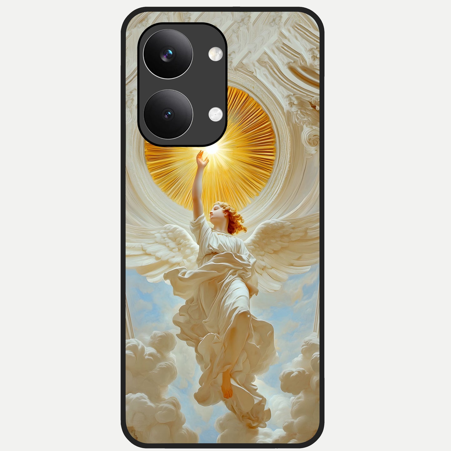  Divine Light Angel Glass Case For Poco X8 Pro Max back cover – full design glossy printed glass finish