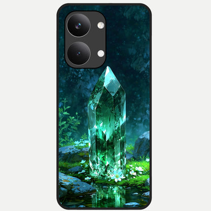  Emerald Light Crystal Glass Case For Poco X8 Pro Max back cover – full design glossy printed glass finish