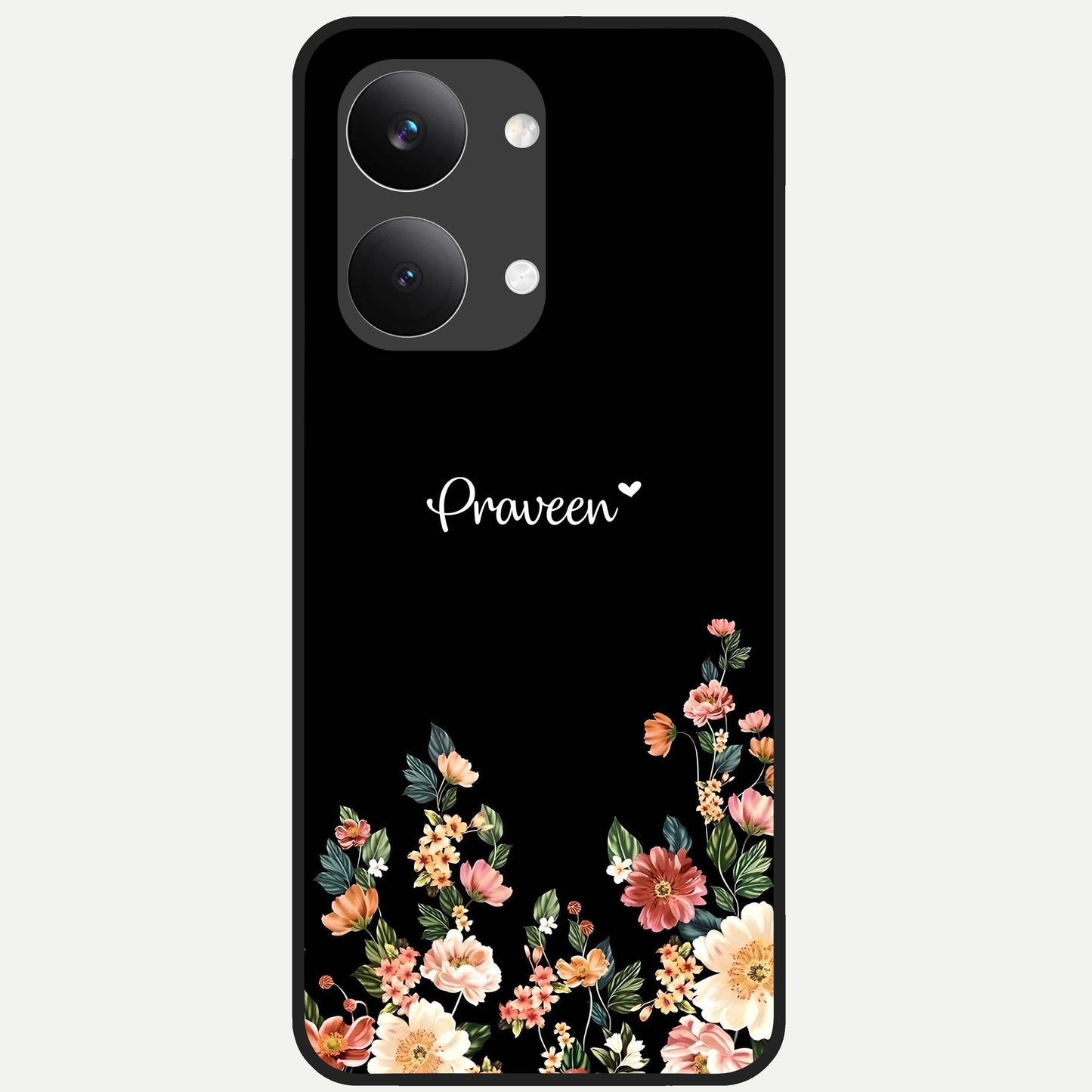  Floral Design Personalized Custom Name Glass Case For Poco X8 Pro Max back cover – full design glossy printed glass finish