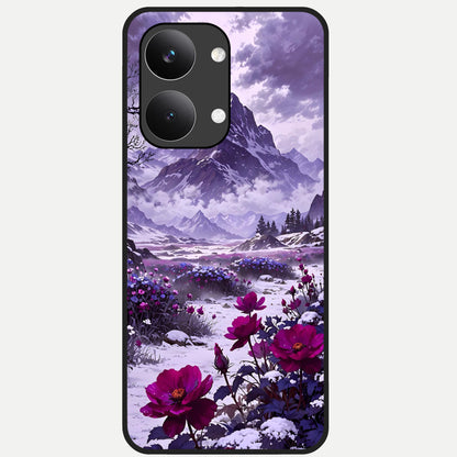 Flower Mountain View Glass Case For Poco X8 Pro Max back cover – full design glossy printed glass finish