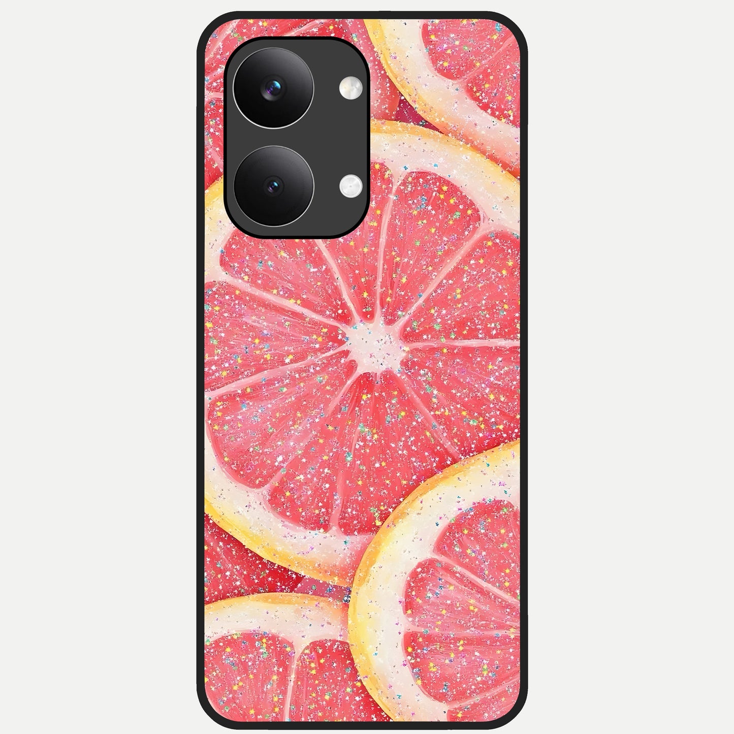  Glitter Grapefruit Glass Case For Poco X8 Pro Max back cover – full design glossy printed glass finish