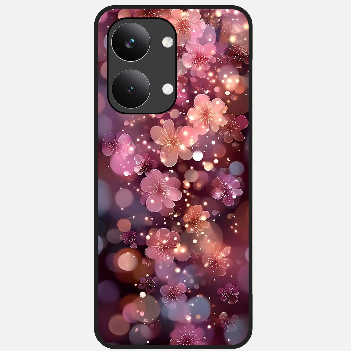  Glowing Petal Bliss Glass Case For Poco X8 Pro Max back cover – full design glossy printed glass finish