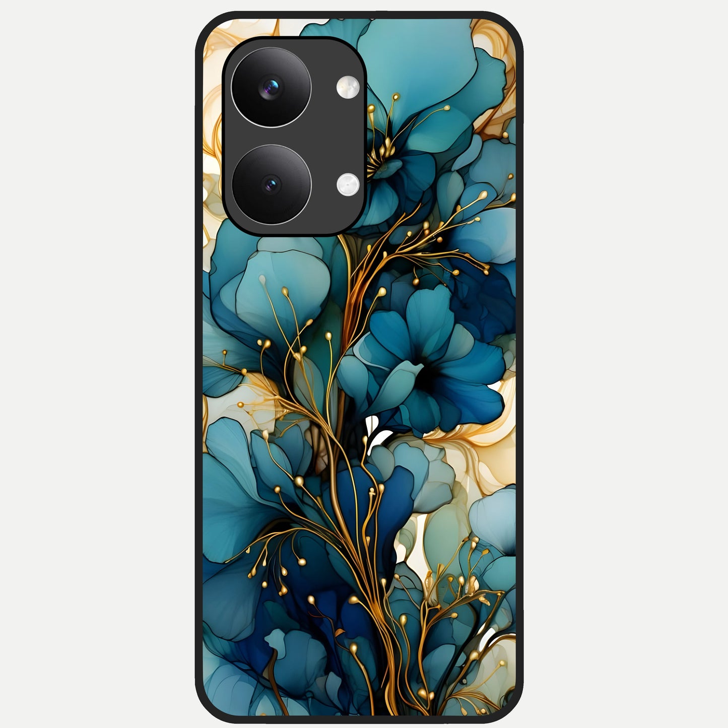  Golden Bloom Symphony Glass Case For Poco X8 Pro Max back cover – full design glossy printed glass finish