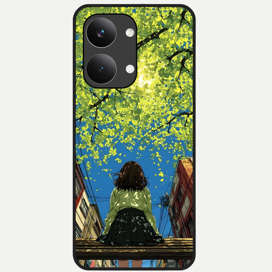  Golden Leaves Glow Glass Case For Poco X8 Pro Max back cover – full design glossy printed glass finish