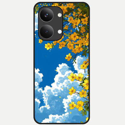  Golden Petal Sky Glass Case For Poco X8 Pro Max back cover – full design glossy printed glass finish