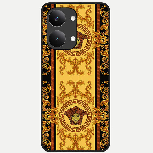  Golden Royal Heritage Glass Case For Poco X8 Pro Max back cover – full design glossy printed glass finish