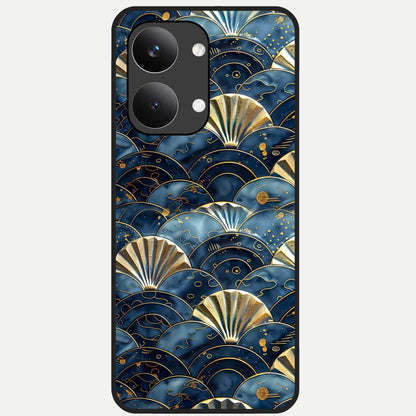 Golden Wave Luxe Glass Case For Poco X8 Pro Max back cover – full design glossy printed glass finish