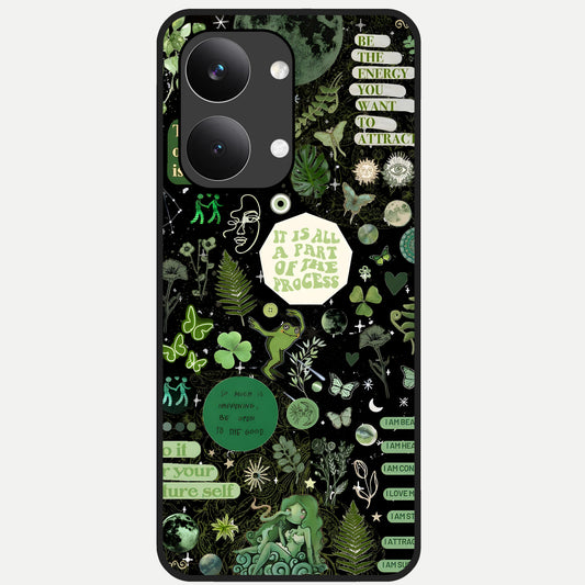  Green Mandala Pattern Glass Case For Poco X8 Pro Max back cover – full design glossy printed glass finish