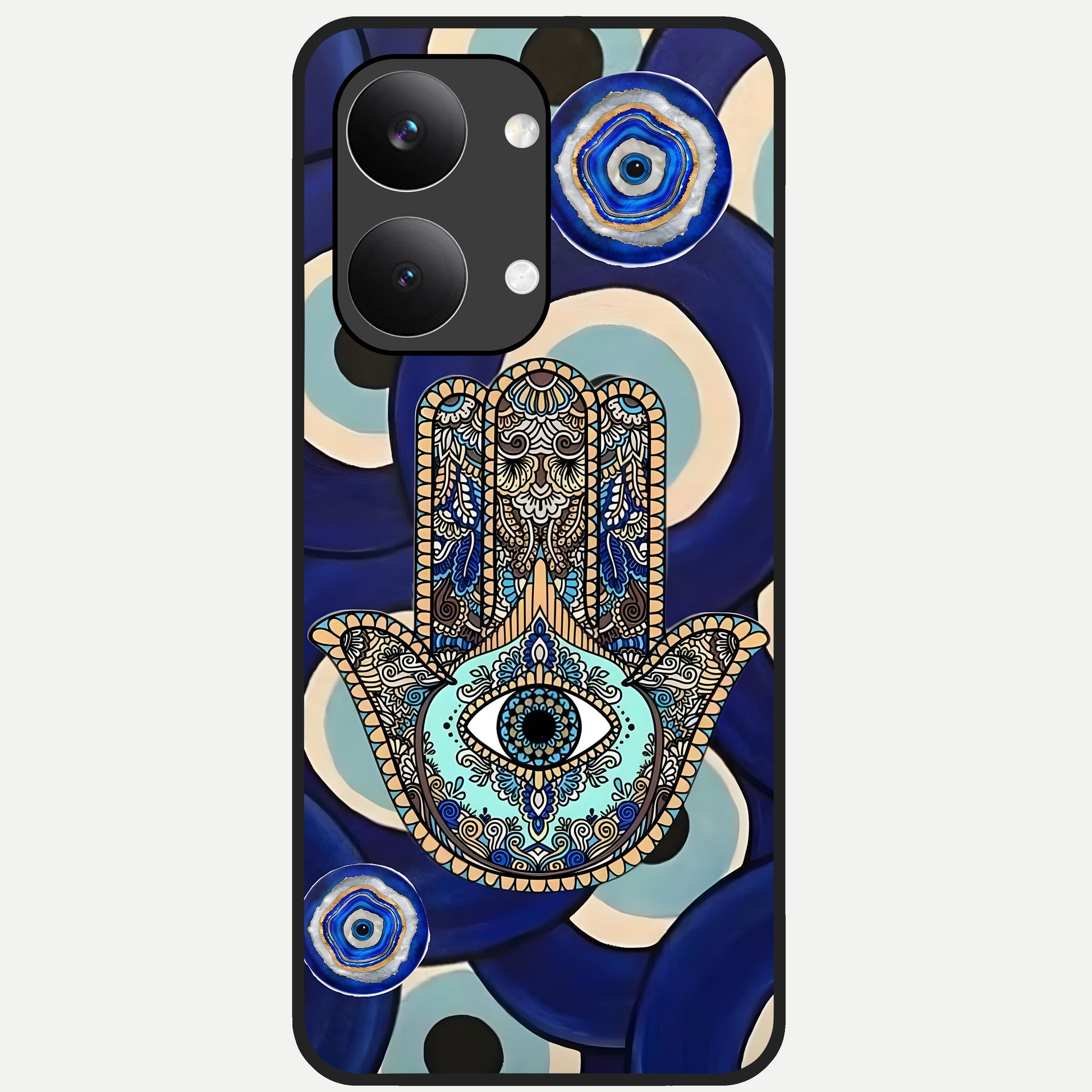  Hamsa Divine Guard Glass Case For Poco X8 Pro Max back cover – full design glossy printed glass finish