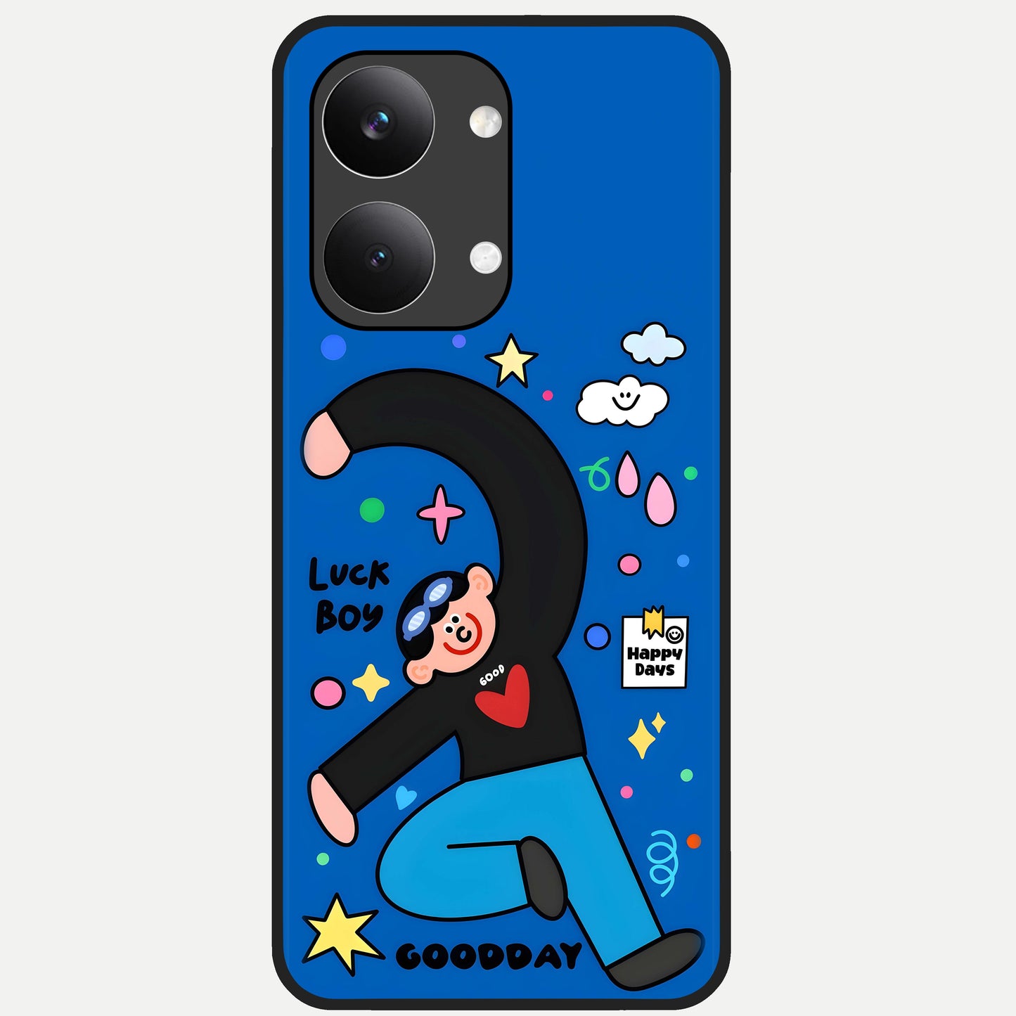  Happy Luck Vibe Glass Case For Poco X8 Pro Max back cover – full design glossy printed glass finish