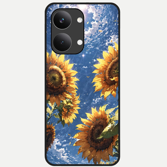  Heavenly Sunflower Rise Glass Case For Poco X8 Pro Max back cover – full design glossy printed glass finish