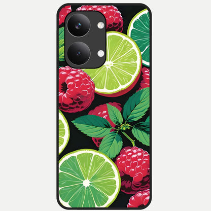 Lime and Raspberry Pattern Glass Case For Poco X8 Pro Max back cover – full design glossy printed glass finish