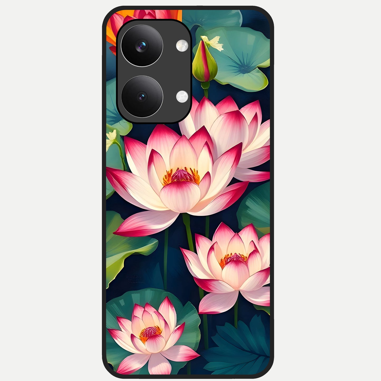  Lotus Dream Serenity Glass Case For Poco X8 Pro Max back cover – full design glossy printed glass finish