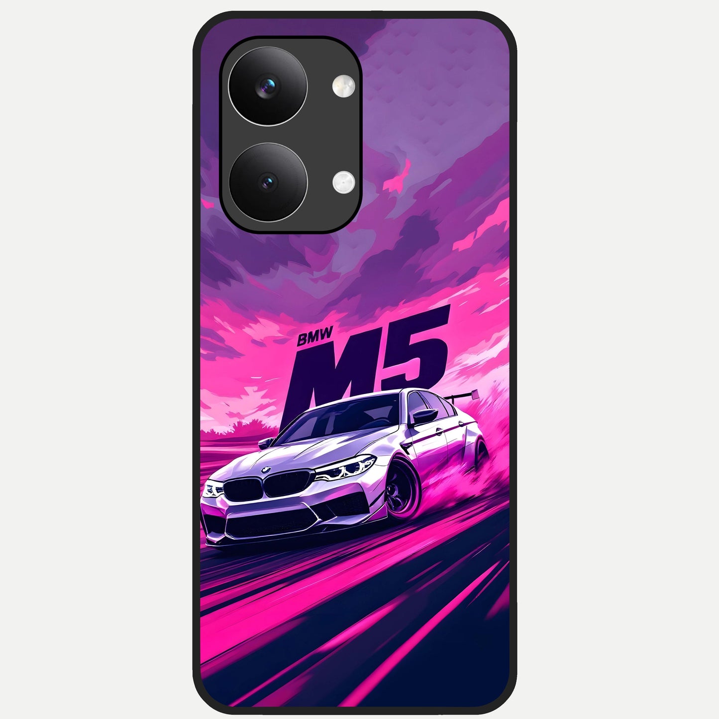  MS Neon Car Glass Case For Poco X8 Pro Max back cover – full design glossy printed glass finish