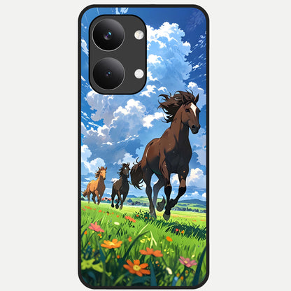  Majestic Horses Galloping Glass Case For Poco X8 Pro Max back cover – full design glossy printed glass finish