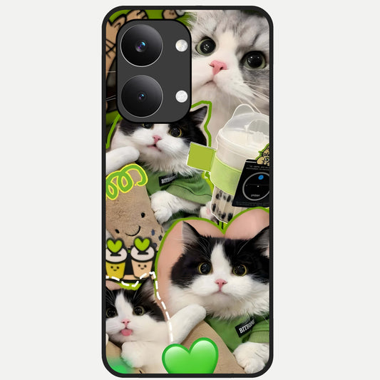  Matcha Cats Mood Glass Case For Poco X8 Pro Max back cover – full design glossy printed glass finish