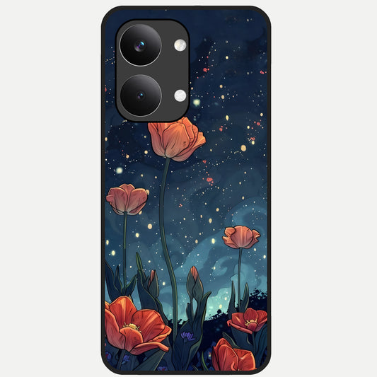  Midnight Tulip Glow Glass Case For Poco X8 Pro Max back cover – full design glossy printed glass finish