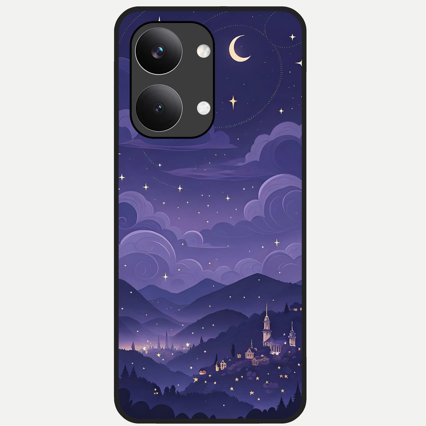  Minimal Night View Glass Case For Poco X8 Pro Max back cover – full design glossy printed glass finish
