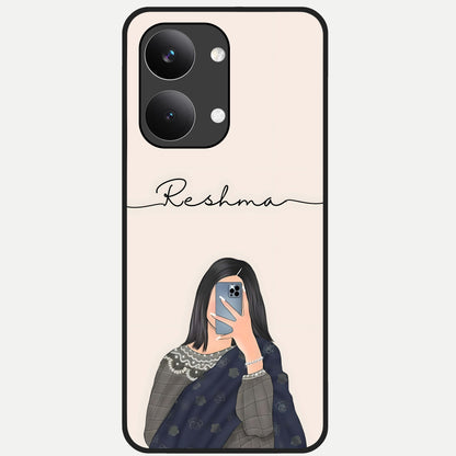  Mirror Mood Muse With Custom Name Glass Case For Poco X8 Pro Max back cover – full design glossy printed glass finish