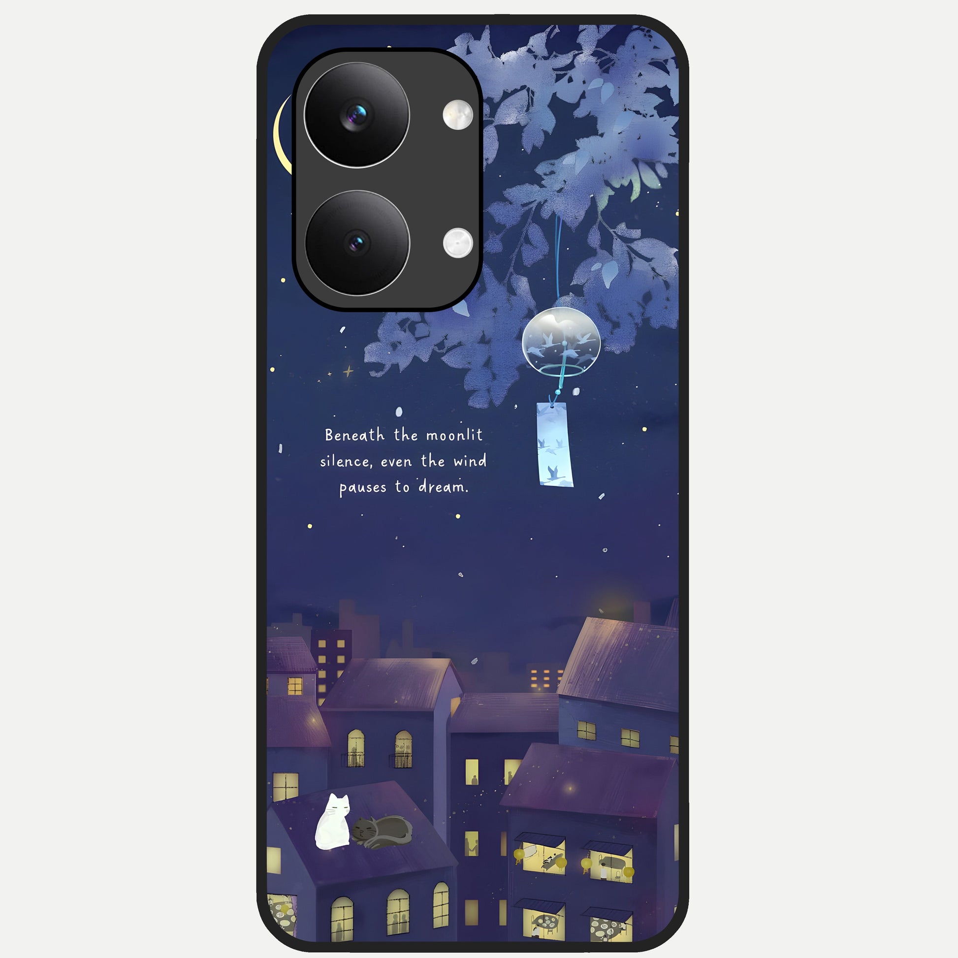  Moonlit Cat Silence Glass Case For Poco X8 Pro Max back cover – full design glossy printed glass finish