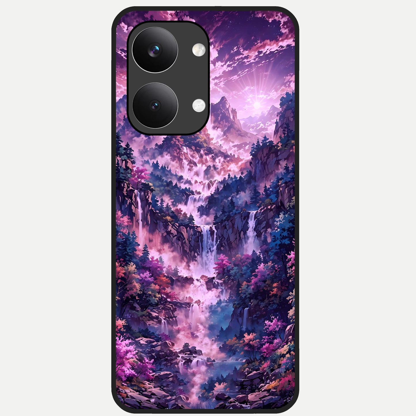  Mystic Cascade Peaks Glass Case For Poco X8 Pro Max back cover – full design glossy printed glass finish