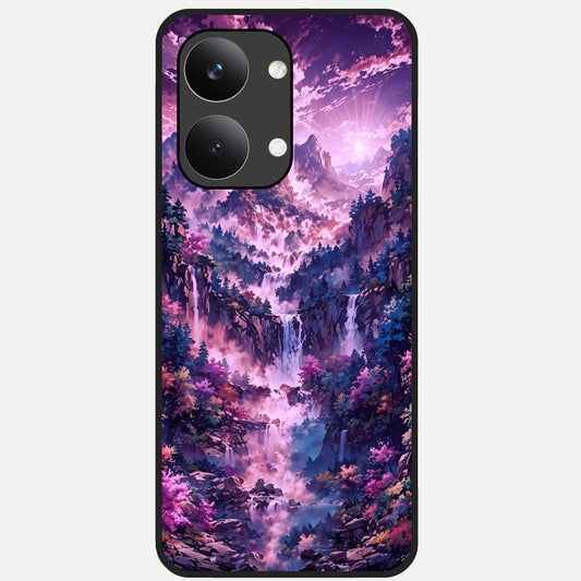  Mystic Cascade Peaks Glass Case For Poco X8 Pro Max back cover – full design glossy printed glass finish