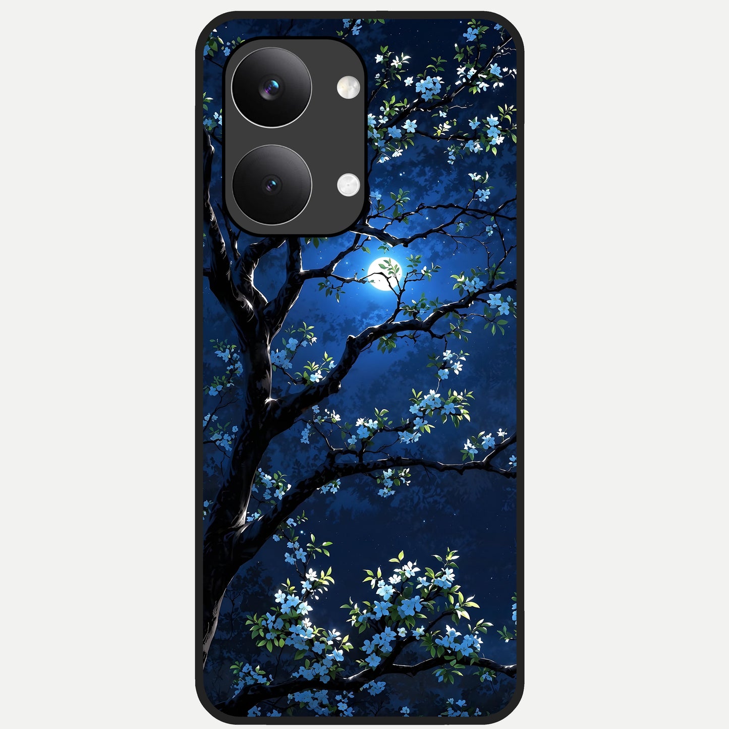  Mystic Floral Night Glass Case For Poco X8 Pro Max back cover – full design glossy printed glass finish