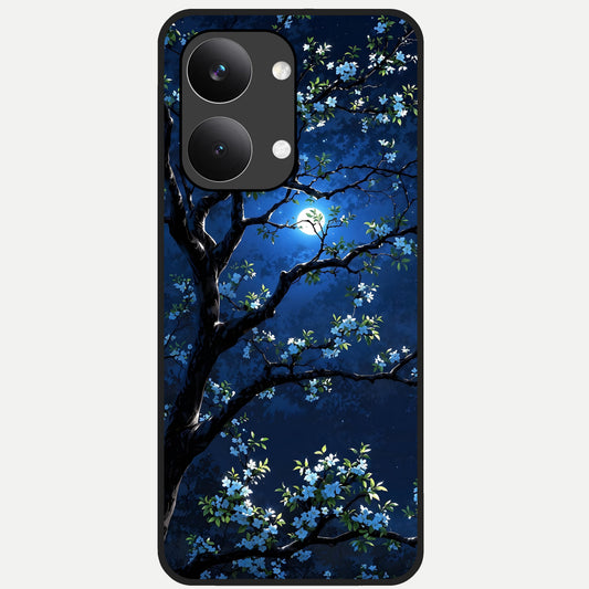  Mystic Floral Night Glass Case For Poco X8 Pro Max back cover – full design glossy printed glass finish