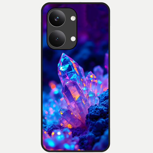  Neon Aura Shards Glass Case For Poco X8 Pro Max back cover – full design glossy printed glass finish