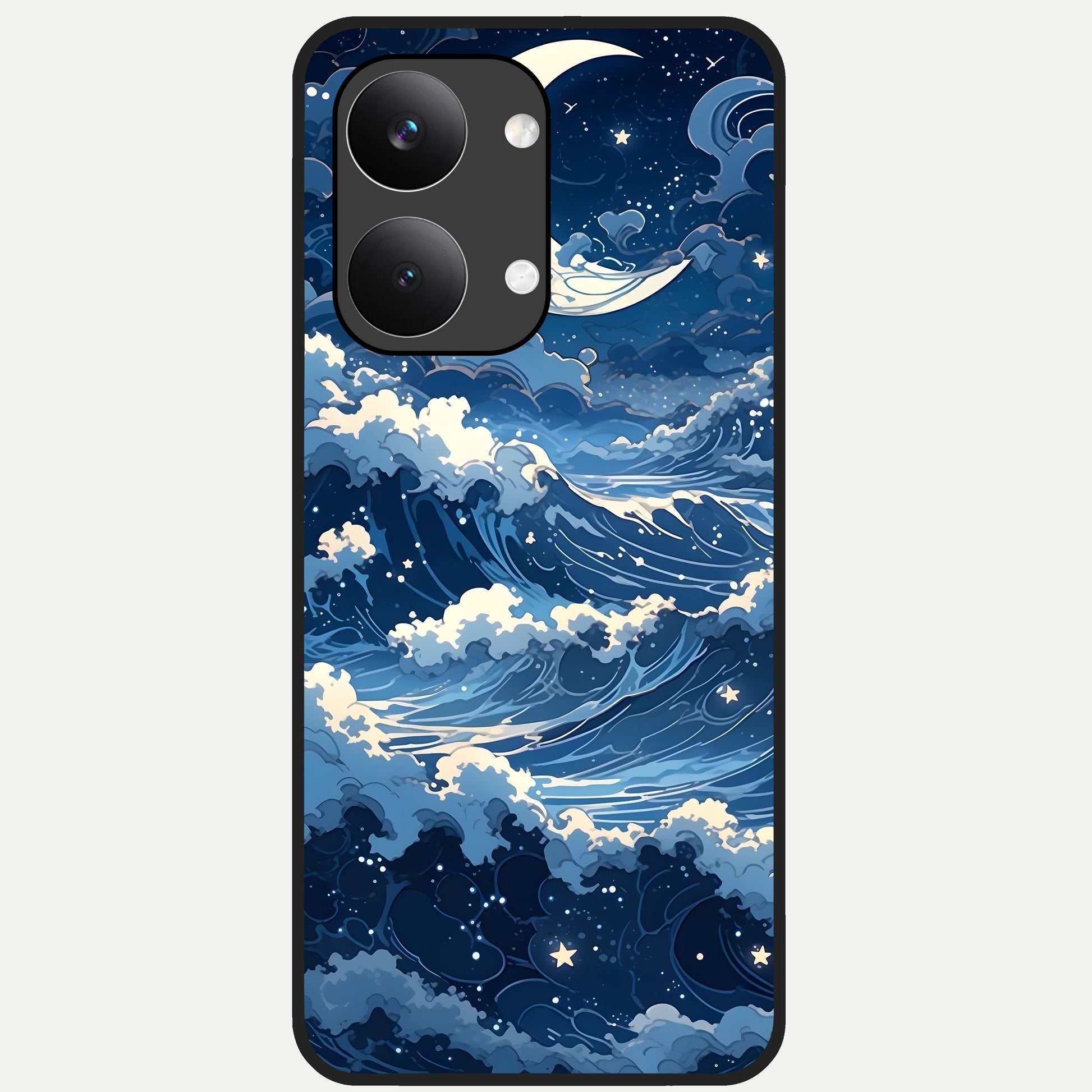  Ocean Moon Waves Glass Case For Poco X8 Pro Max back cover – full design glossy printed glass finish