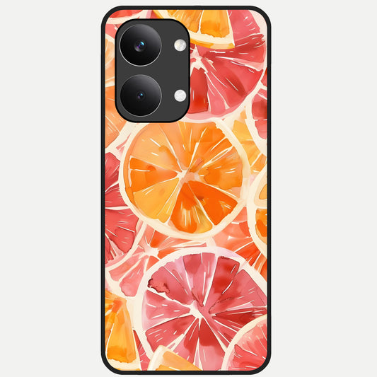  Orange Fruits Pattern Glass Case For Poco X8 Pro Max back cover – full design glossy printed glass finish