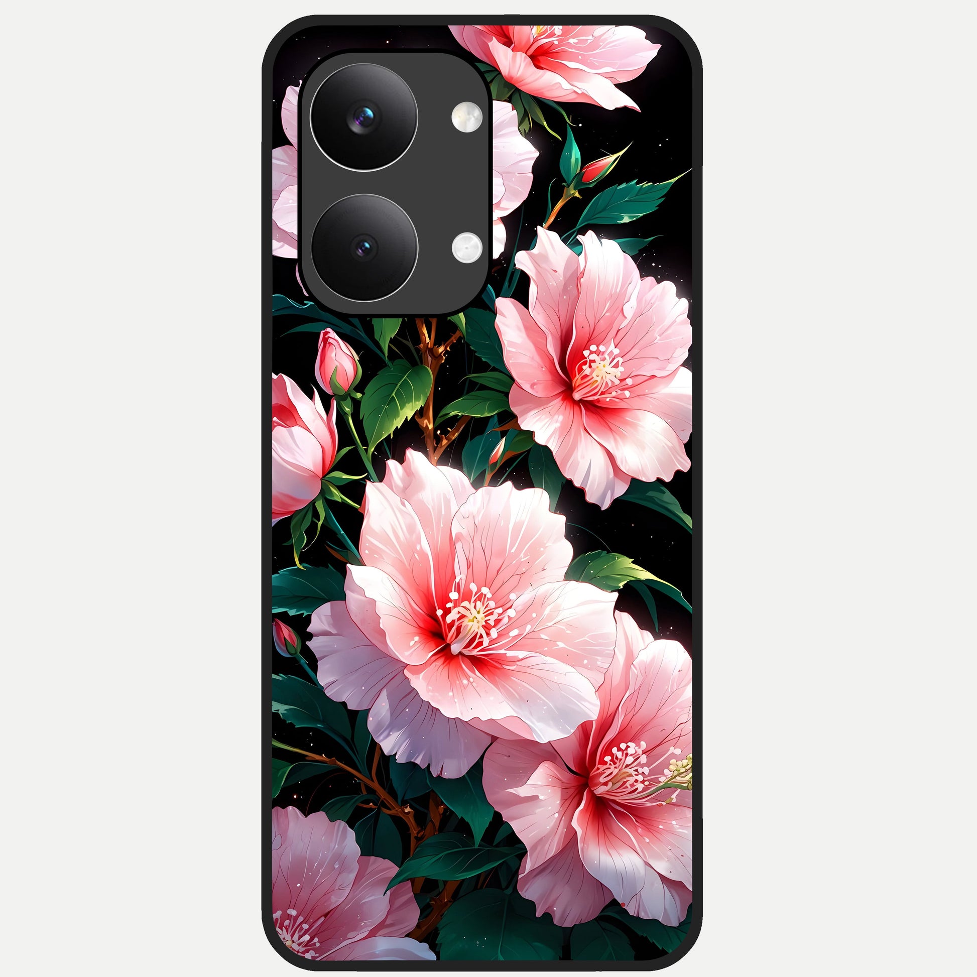  Peach Flower Glass Case For Poco X8 Pro Max back cover – full design glossy printed glass finish
