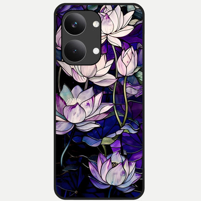  Purple Lotus Pattern Glass Case For Poco X8 Pro Max back cover – full design glossy printed glass finish