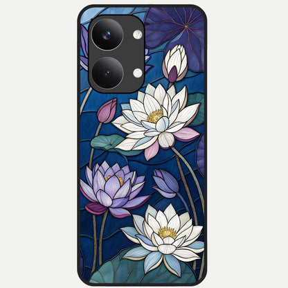  Purple Lotus Stained Glass Case For Poco X8 Pro Max back cover – full design glossy printed glass finish