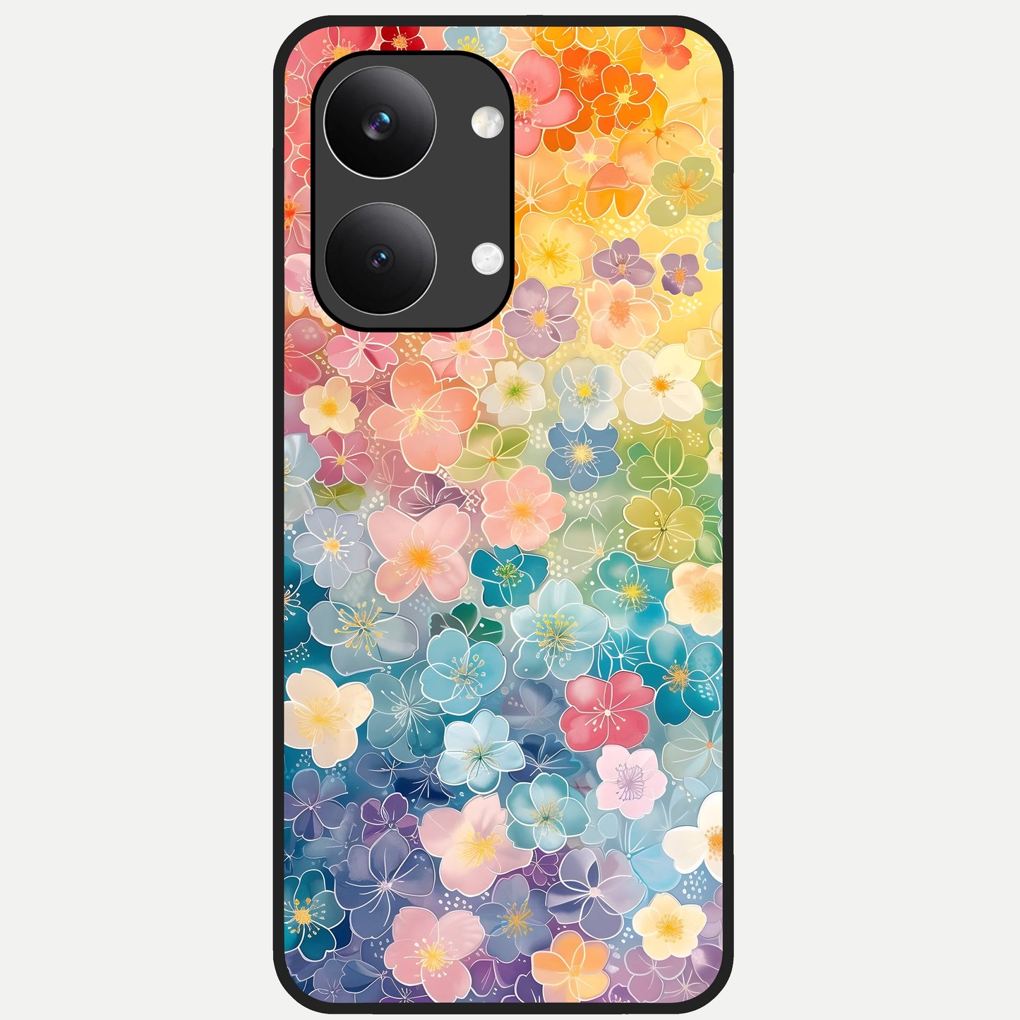  Rainbow Blossom Burst Glass Case For Poco X8 Pro Max back cover – full design glossy printed glass finish