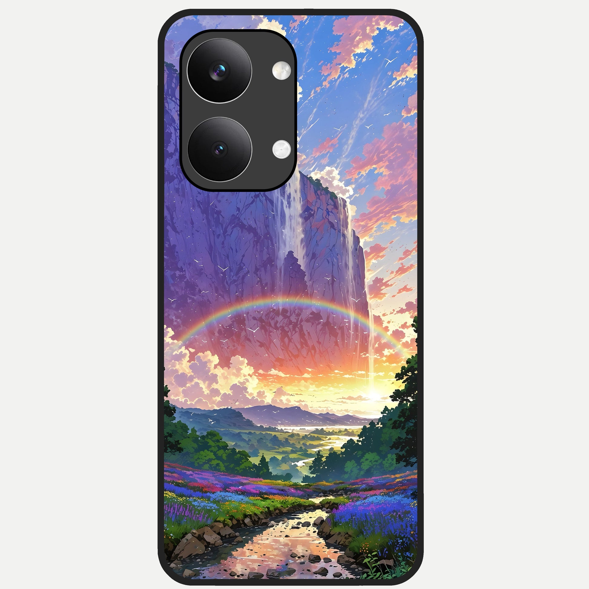  Rainbow Valley Dream Glass Case For Poco X8 Pro Max back cover – full design glossy printed glass finish