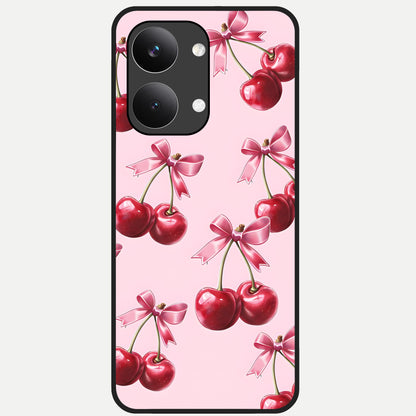  Red Cherries Pattern Glass Case For Poco X8 Pro Max back cover – full design glossy printed glass finish