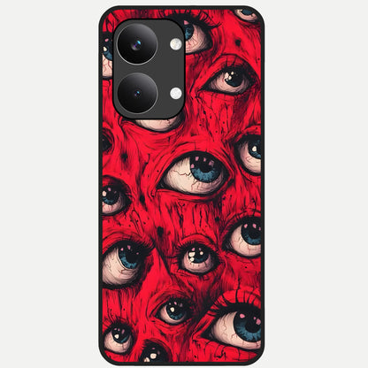  Red Eyes Pattern Glass Case For Poco X8 Pro Max back cover – full design glossy printed glass finish