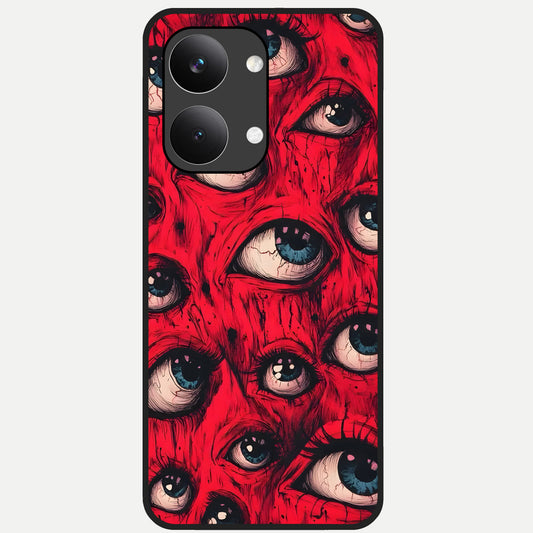  Red Eyes Pattern Glass Case For Poco X8 Pro Max back cover – full design glossy printed glass finish
