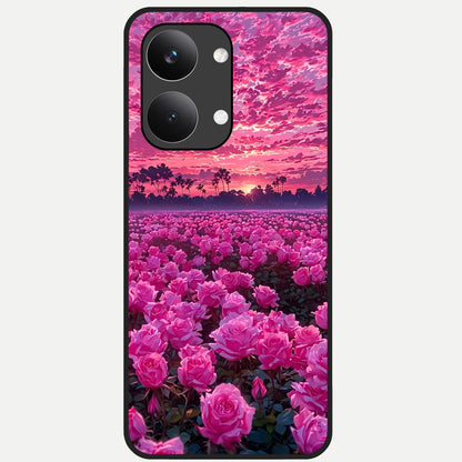  Rose Sunset Valley Glass Case For Poco X8 Pro Max back cover – full design glossy printed glass finish