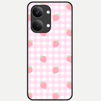  Strawberry Picnic Love Glass Case For Poco X8 Pro Max back cover – full design glossy printed glass finish