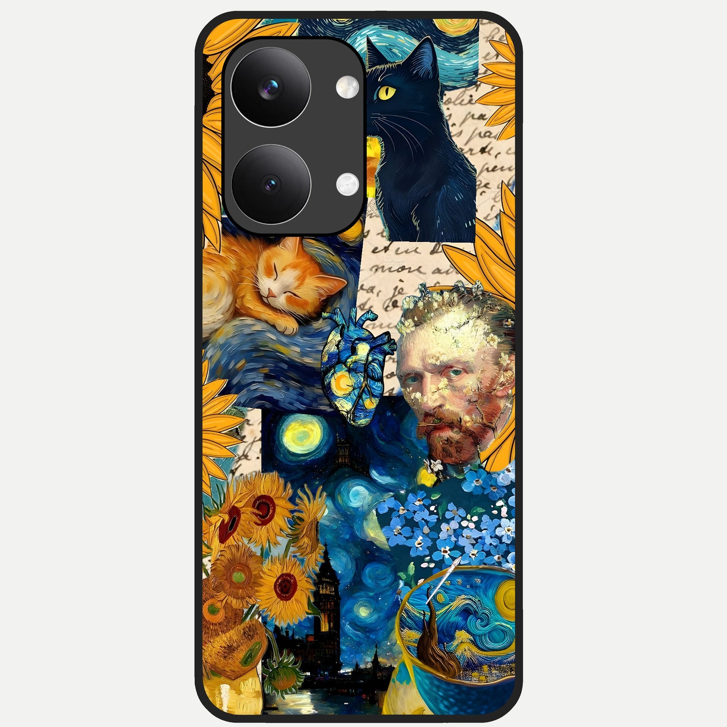  Sunflower Chic Mood Custom Name Glass Case For Poco X8 Pro Max back cover – full design glossy printed glass finish