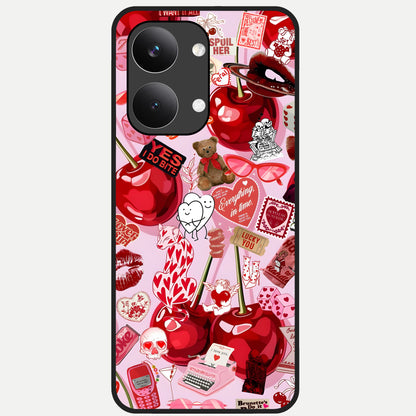  Sweet Cherry Chaos Glass Case For Poco X8 Pro Max back cover – full design glossy printed glass finish